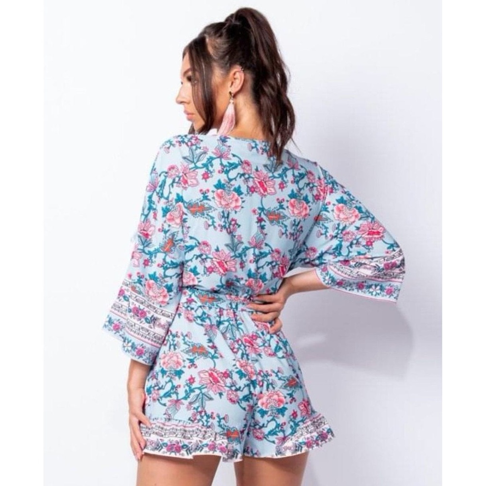 Floral Romper with Flared Sleeves - Picture 4 of 10